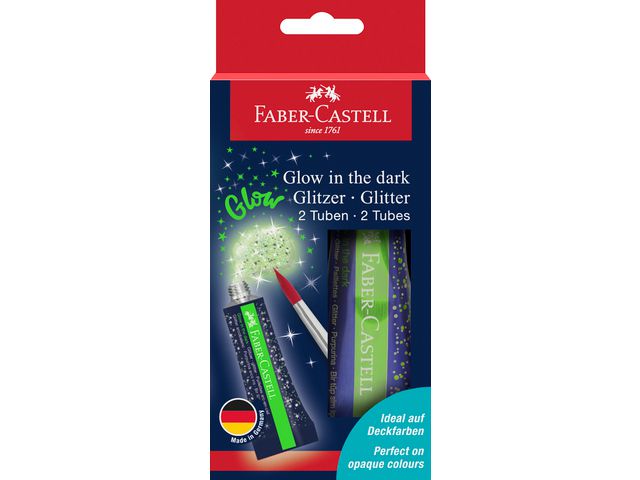 Glitterfärg FABER Glow inthe dark 2x12ml - Primmeshiper