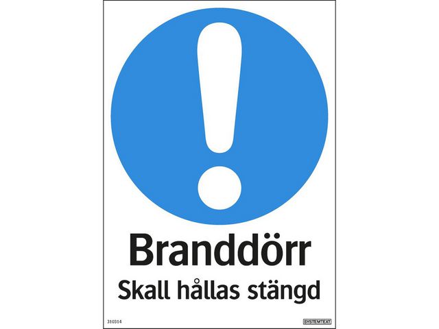 Skylt Branddörr stängd 210x297mm Primmeshiper