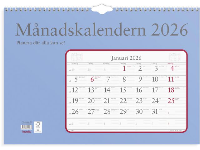 Väggkalender Månadskalendern 2026 Primmeshiper