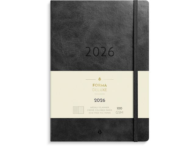 Stor Veckokal. Forma Deluxe 2026 svart Primmeshiper