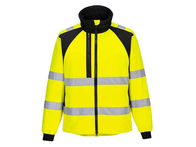 Varselsoftshell PW CD875 Kl 2/3 gul XL Primmeshiper