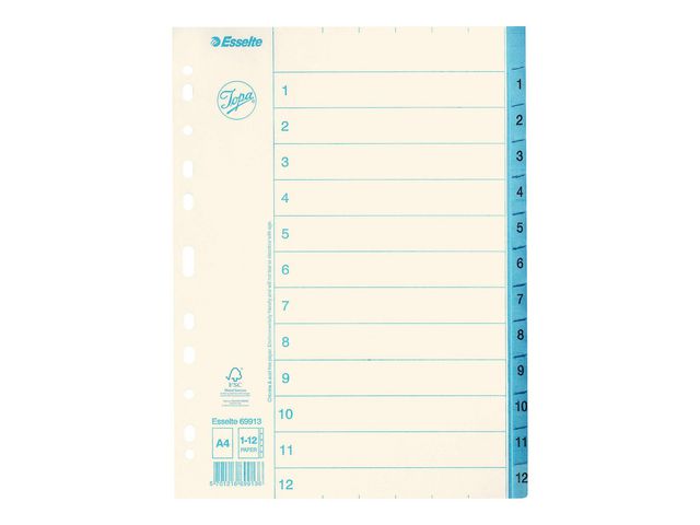 Pappregister JOPA A4 1-12 vit/blå - Primmeshiper