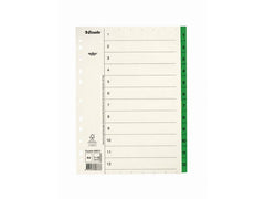 Pappregister Servo A4 1-12 grön flik - Primmeshiper