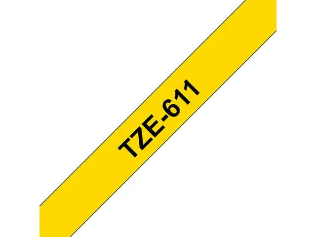 Tape BROTHER TZE611 6mm svart på gul Primmeshiper