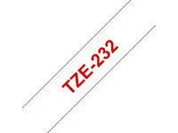 Tape BROTHER TZE232 12mm Röd på Vit Primmeshiper