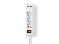 Grenuttag NEDIS jordad 3-väg + 2 USB - Primmeshiper
