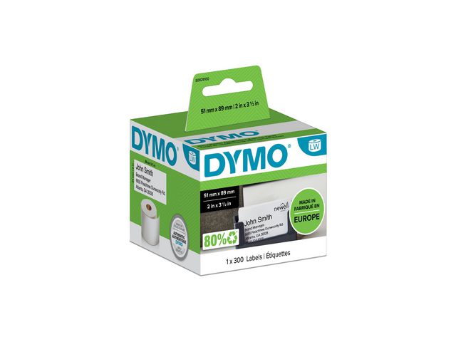 Etikett DYMO limfri 51x89mm 300/fp Primmeshiper
