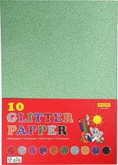 Glitzerpapier, 180 g, 10 Bögen, 10 Farben