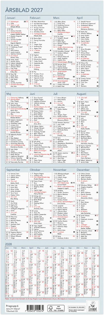 Bordskalender Årsblad 2027