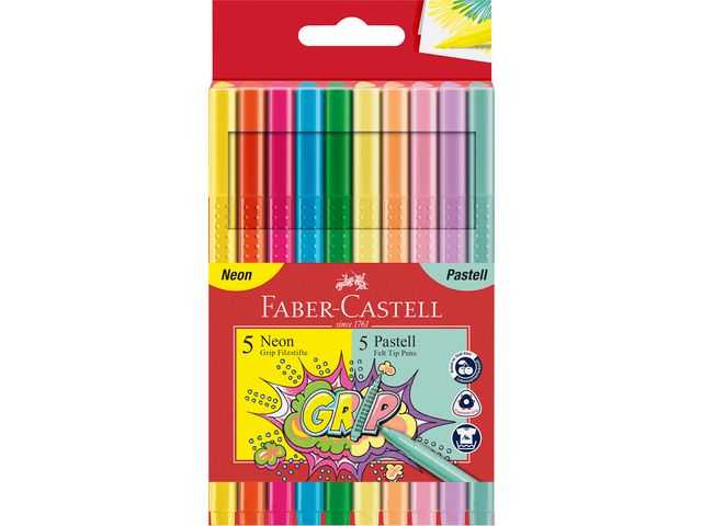 Fiberpenna FABER neon och pastell 10/fp - Primmeshiper