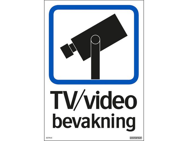 Skylt TV/video bevakning 210x297mm - Primmeshiper