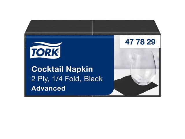 Servett TORK Cocktail svart 2-lag 200/fp Primmeshiper