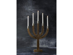 Schwibbogen, 5 Lichter, 35x67cm, Holz, braun