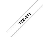 Tape BROTHER TZE211 6mm svart på vit - Primmeshiper