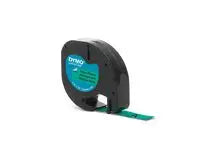 Tape DYMO LetraTag 12mm svart på grön - Primmeshiper
