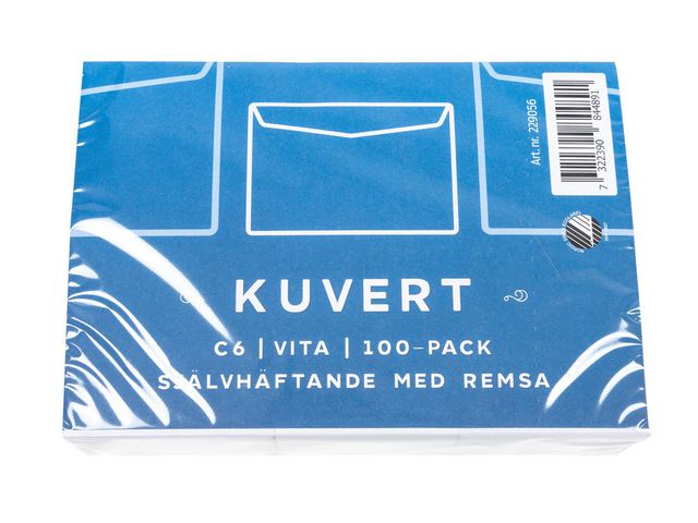 Kuvert Konsument C6 80g Vit Remsa 100/fp - Primmeshiper